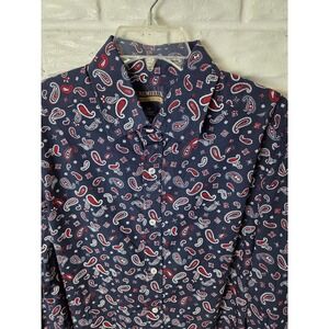Men's size LT Tall CREMIEUX Premium Denim shirt Paisley Flip Cuff Button up NWT